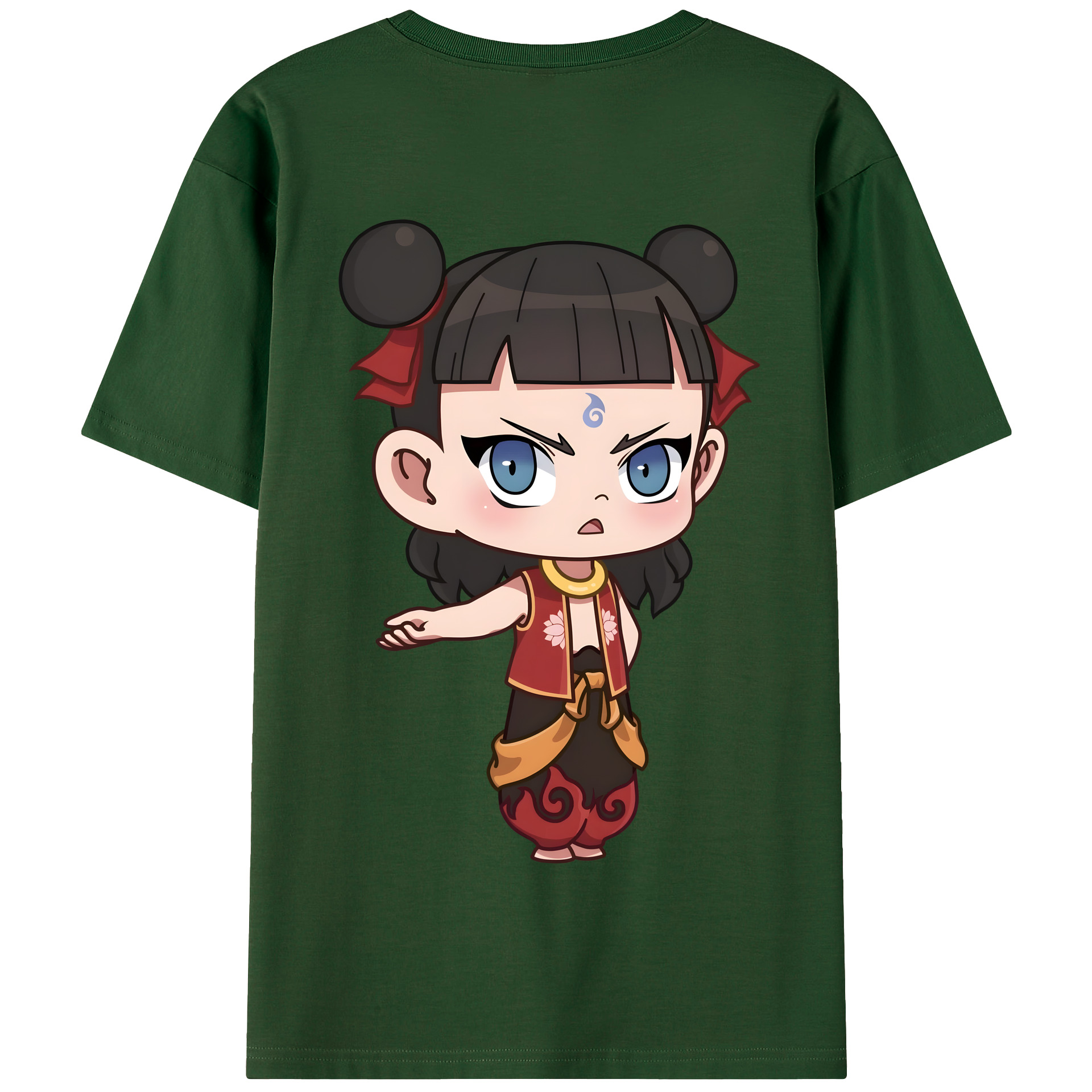 （画像用） Ne Zha 2 ナタ 魔童の大暴れ 綿100％半袖Tシャツ（背面プリント）